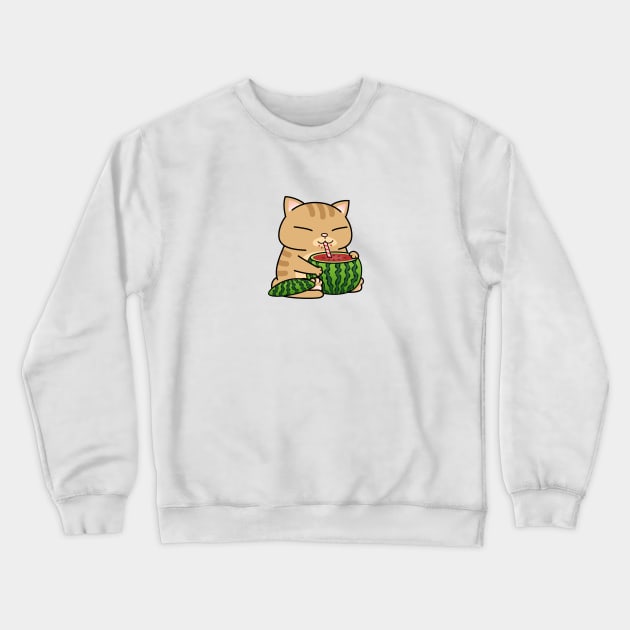 Chubby Cat Watermelon Crewneck Sweatshirt by Takeda_Art
